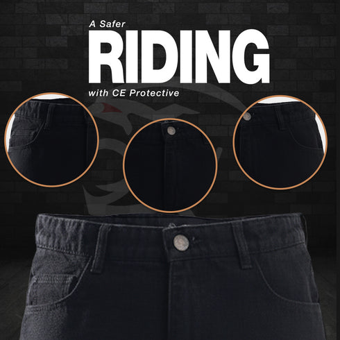 Motorcycle Riding Jeans Black  | Impact Armor | CE Level 2 Protection